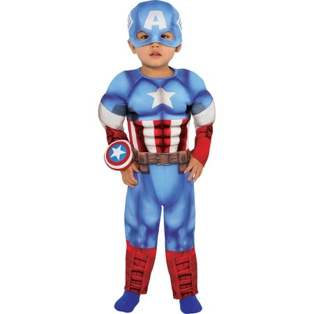 Suit Yourself Captain America Muscle Costume for Babies, Includes a Padded Jumpsuit, a Hat, and More