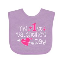 Inktastic My First Valentines Day Pink Hearts and Arrow Boys or Girls Baby Bib
