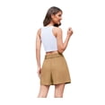 thumbnail image 4 of Asklazy Women's Shorts Casual Shorts Elastic Waist Wide Leg Tailored Shorts Comfy Elagant Work Trouser Shorts,Mother's Day ,Khaki,2XL, 4 of 9