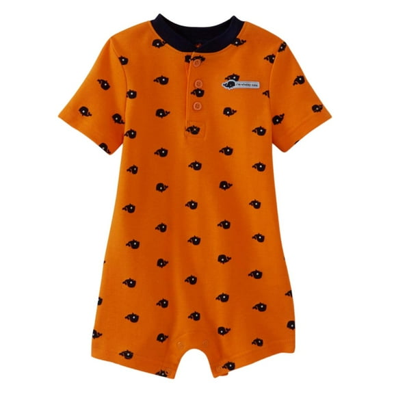 Infant Boys Orange I'm Whaley Cute Romper Whale Themed Bodysuit Baby Outfit