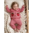 thumbnail image 4 of Loicainy Toddler Baby Girl Fall Outfits 6 9 12 18 24 Months 2T 3T Long Sleeve Strawberry Embroidered Plaid Tops and Pants 2 Pcs Clothes Set, 4 of 9