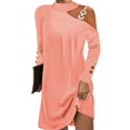 thumbnail image 2 of Women Autumn Causal Simple Halter Solid Color Off Shoulder Sling Pullover Dress, 2 of 8