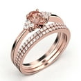 thumbnail image 3 of Dazzling Minimalist 2.25 Carat Pear Cut Affordable Ring, Morganite And Diamond Moissanite Engagement Ring, Unique Wedding Ring, Two Matching Band in 10k Solid Rose Gold, Gift For Her, Trio Set, 3 of 4