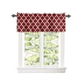 thumbnail image 2 of Kitchen Cafe Valance Curtain for Small Windows,Classic Moroccan Tile Geometric Art Rod Pocket Short Valances Retro Burgundy Window Treatment Panel for Living Room/Bedroom/Bathroom,42x18in, 2 of 9