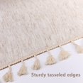 thumbnail image 5 of Manteles rectangulares de lino de 56 x 104 pulgadas, manteles rectangulares, impermeables, lavables, para mesa de picnic, cocina, comedor, fiestas, vacaciones, Navidad, color beige con borlas beige, 5 of 5