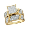 thumbnail image 2 of Solid 10k Yellow Gold His and Hers Round Diamond Cluster Matching Couple Three Rings Bridal Engagement Ring Wedding Bands Set 1/3 Ct. - (L = 7.5, M = 10), 2 of 4