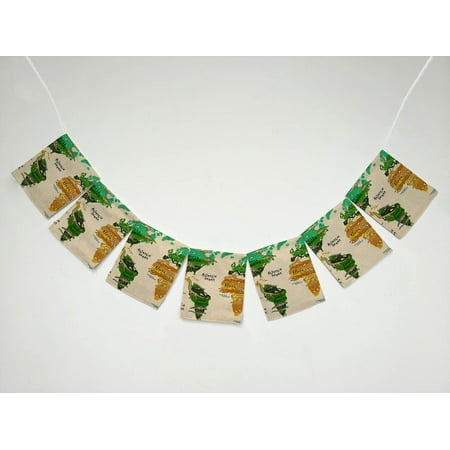 YKCG World Map Dinosaurs Banner Bunting Garland Flag Sign for Home Family Party Decoration