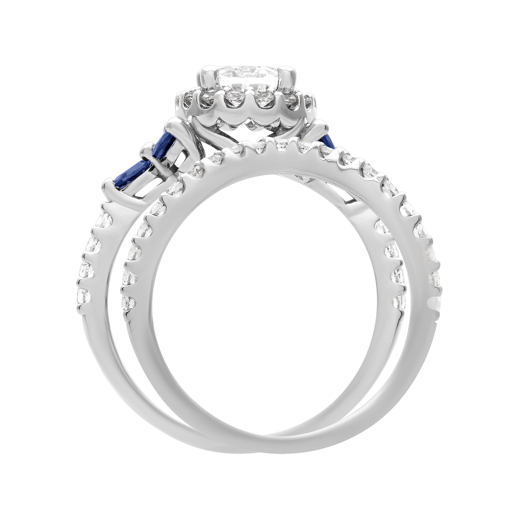 Keepsake 2 3/8 Carat TGW Created Blue & White Sapphire "Twilight Gem" Women's Bridal Set in Sterling Silver