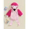 thumbnail image 4 of Cjfdfy Toddler Baby Boy Girl Flamingo Costume Kids Infant Halloween Animal Costume Fall Winter Clothes Fur Long Sleeve Hooded Zipper Closure Romper with Leg Warmers Set Halloween Cosplay Outfits, 4 of 9
