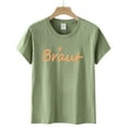 thumbnail image 4 of Women Summer Tops Women Casual Print T Shirt Short Sleeve Shirt Loose BlouseTops plus Size Dressy Tops for Cowboy Shirts Dark Blouses Long Sleeve V Neck Tunics for Plain Long Shirts Army Green XL, 4 of 5