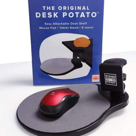 Mouse Tray (Original Desk Potato by Stand Steady® - Easy Clamp Attachable Desk Shelf / Mouse Pad/ Buy 2 and Make a Keyboard Tray!)