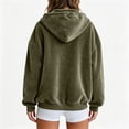 thumbnail image 5 of WULMLEO Womens Velour Zip Up Hoodie Long Sleeve Fall Oversized Hooded Sweatshirt Y2K Jacket 2026 Soft Warm Fashion Sweaters with Pockets Army Green 2XL, 5 of 9