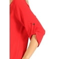 thumbnail image 5 of Women's Casual Round Neck Top Blouse with Roll Tab Sleeve, 5 of 6