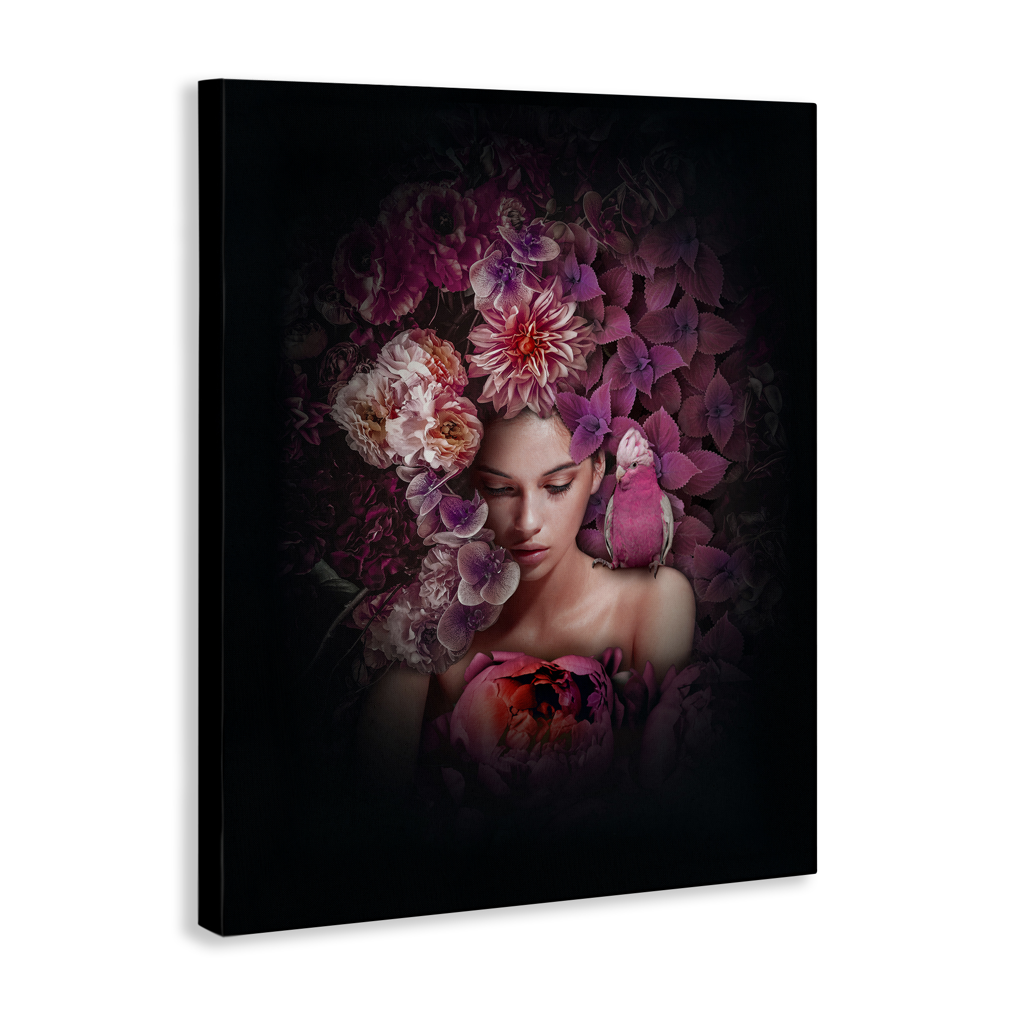 Stupell Industries Circular Flowers Woman Plants & Flowers Painting Wrapped Canvas Art Print Wall Art, 30 x 40