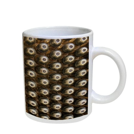 - KuzmarK Coffee Cup Mug Pearl Iridescent White - Gold Bullets