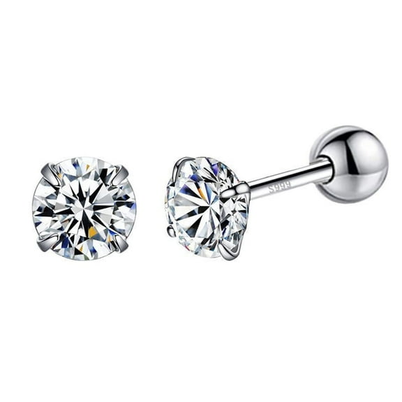 20G Crystal Cartilage Stud Earrings Sterling Silver for Women
