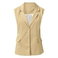 thumbnail image 1 of Tarmeek Womens Formal Vests Sleeveless Cardigan Vests with Side Pockets Ruffle Trim Draped Lightweight Lapel Open Front Vest Fall Clothes, 1 of 4