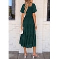 thumbnail image 2 of Vestido Midi PRETTYGARDEN Floral Verde con Cuello Cuadrado y Fruncido Talla S, 2 of 6