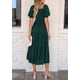 thumbnail image 2 of Vestido Midi PRETTYGARDEN Floral Verde con Cuello Cuadrado y Fruncido Talla S, 2 of 6