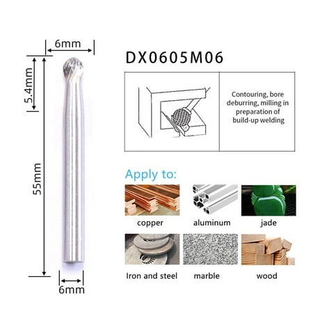

1pc D Ball Head Rotary Burr Metal Cutter Tungsten Rotary File Double Cut Durable