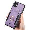 thumbnail image 4 of Nalacover For iPhone 12 Mini Case Ring Holder Kickstand with Credit Card Holder, Back Flip Premium Leather Magnetic Clasp Removable Wirst Hand Strap Cover For iPhone 12 Mini, Purple, 4 of 8