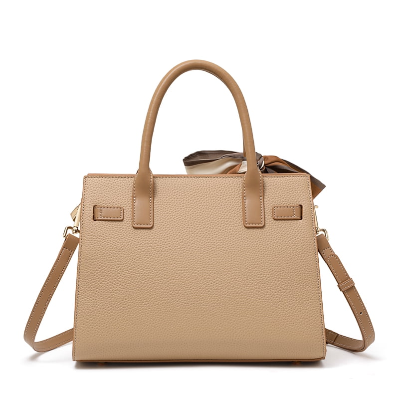 Genuine Leather Cowhide Women's Shoulder Handheld Tote Bag, Lychee Pattern, Fashion Crossbody