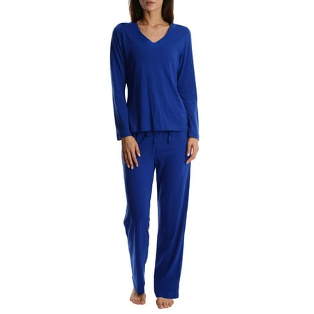 

Blis Women s and Women s Plus Sleep Long Sleeve Satin Trim Pajama Pant Set