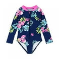 thumbnail image 2 of Uccdo 2-8Y Toddler Girls Long Sleeve Rashguard One-Piece Swimsuit, Little Girls Floral Prints Zipper Bathing Suit Swimwear, Size 2-8T, 2 of 5