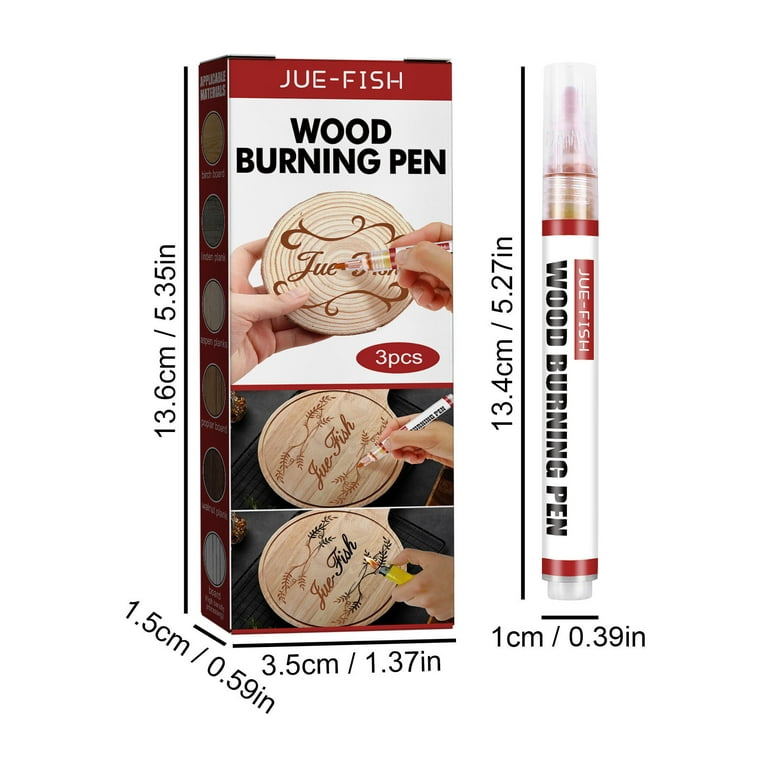 Tareio Wood Burning Pen Marker Chemical Wood Scorch Pen Heat Sensitive  Marker for Wood and Crafts for Easy Use New Formula(1pcs 1mm double nib)