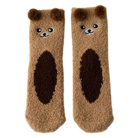 

SIEYIO Women Coral Velvet Fuzzy Warm Sleeping Socks Cute Animals 3D Ear Slipper Hosiery
