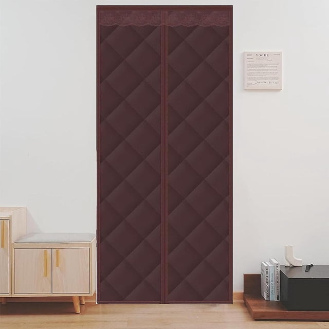 Cortina de puerta con aislamiento térmico de 90 x 200 cm, cortina térmica aislante del frío y del calor, cortina para puerta de entrada, sin perforaciones