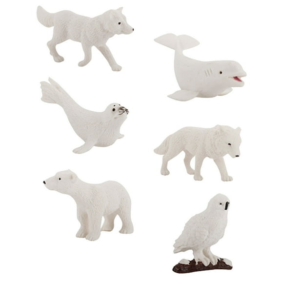 HOMEMAXS Lovely Winter Animal Figurines for Display Flexible Glue Material 6pcs Miniature Size