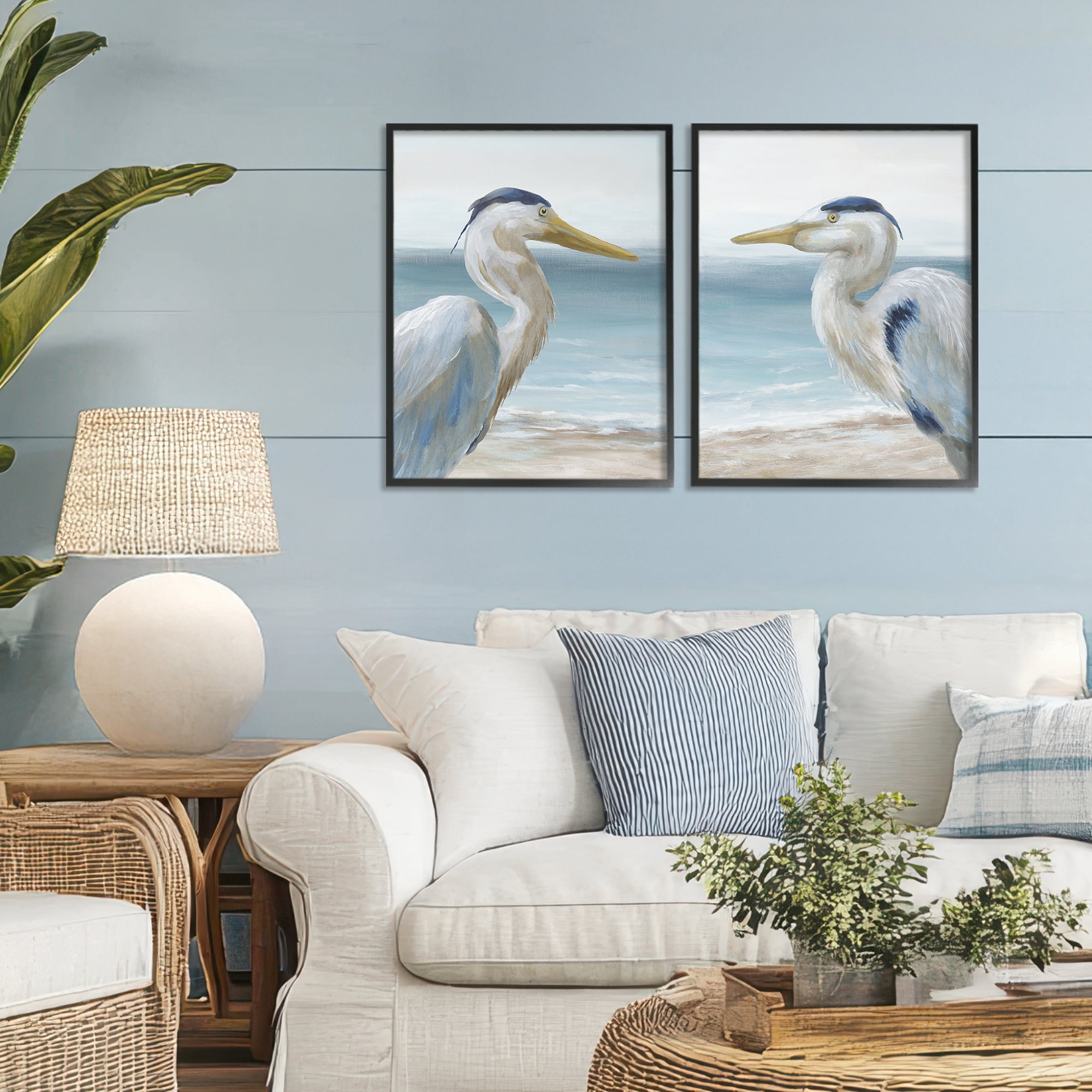 Stupell Industries Tranquil Gaze Herons 2 Piece Black Framed Giclee Art Set, design by Nan
