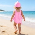 thumbnail image 6 of Bainana Toddler Girls Swimwear Summer Cartoon Shark Print Sleeveless Crew Neck One-Pieces Bikini With Hat Set Baby Infant Comfort Holiday Swim Wear Pink Size 12-18 Months, 6 of 6