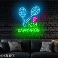 thumbnail image 3 of C-CRAFT Badminton Racket Shuttlecock Neon Led Light Wall Art for Badminton Sport Shop Decor, 3 of 4