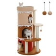 thumbnail image 5 of PEQULTI 43" Cat Tree Perch with Fence, Large Cat Condo with Scratching Posts for Kittens, Brown, 5 of 11