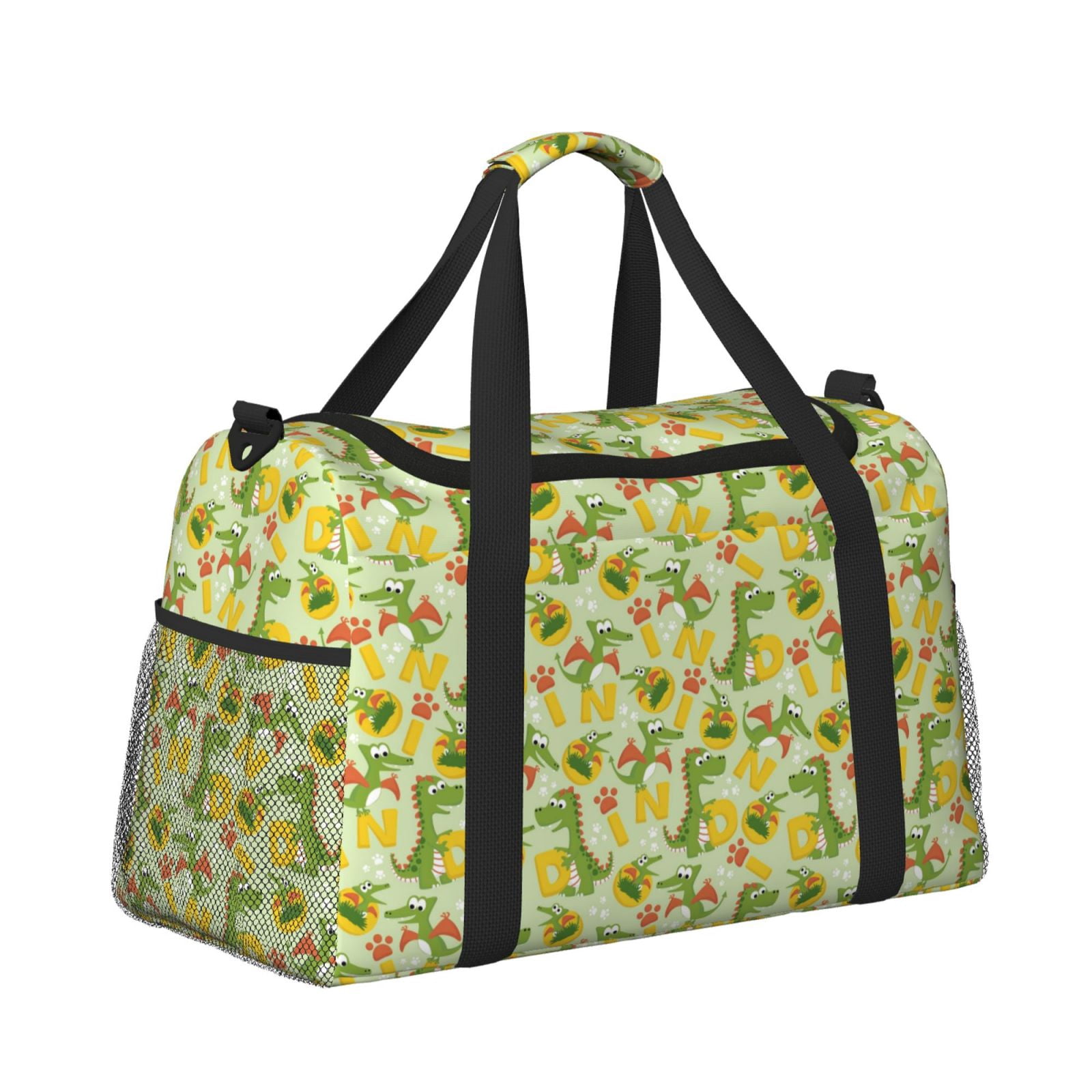 Fuzoiu Cartoon Dinosaurs Print Travel Duffle Bag,Carry On Tote Bags,Duffel Bag,Sport Gym Bag, Hospital Bag for Labor and Delivery, Overnight Bag,Luggage Bag