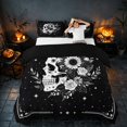 thumbnail image 3 of Homewish Gothic Skull Skeleton Duvet Cover Queen, Lunar Stars Queen Bedding, Black White, Black Reversible 3-Piece, 1 Duvet Cover and 2 Pillowcases, 3 of 7