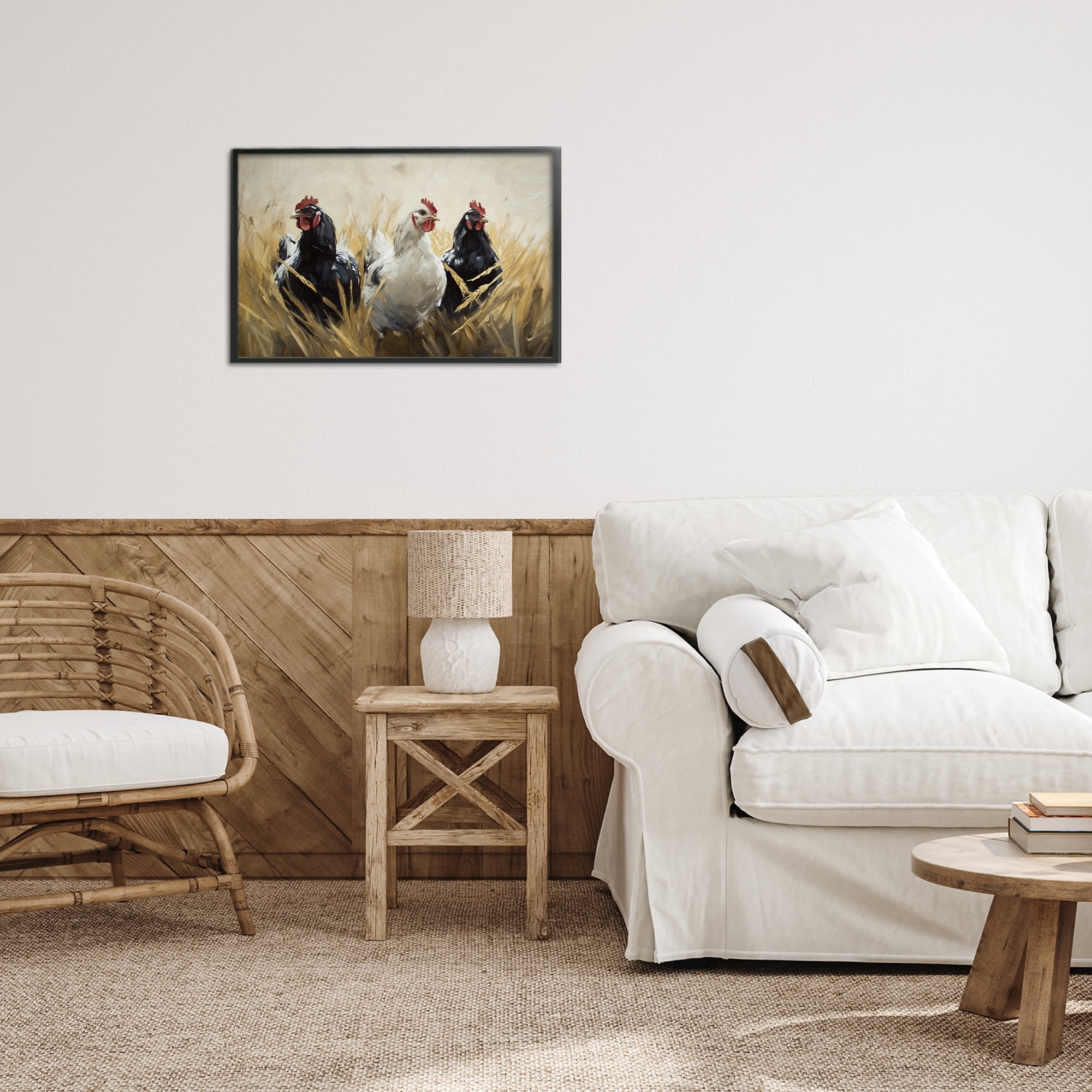 Stupell Industries Chickens In Wheat Field Black Framed Giclee Art, design by Tina LeCour