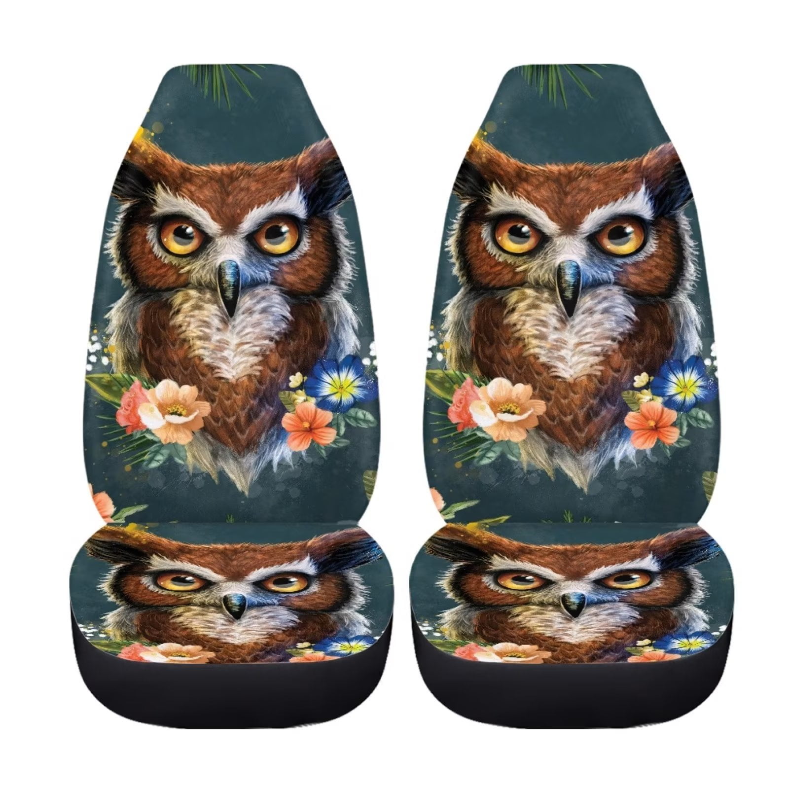 FKELYI Hummingbird Interior Car Seat Covers Accessories Set for Women Front  and Back Breathable Polyester Backrest Cover for Cars,Vans,SUVs and Trucks,Floral  Car Decor 