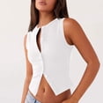 thumbnail image 6 of Women’s Button up Sleeveless Tank Tops - Casual Ribbed Knit Solid Color Crew Neck Slim Fitted Summer Tanks, 6 of 8