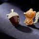 thumbnail image 3 of Asymmetrical Earrings Jewelry Pine Cone Squirrel Stud Earrings Creative, 3 of 5