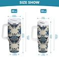 thumbnail image 3 of 40 oz Insulated Stainless Steel Tumbler Double Wall Stainless Steel Tumbler with 2-Way Drinking Elegant Blue Flowers Pattern, 3 of 9