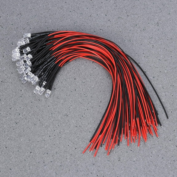 LEORX 50Pcs 12V Prewired LED Lights for Rc Cars with Flexible Cable Assorted Color