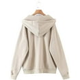 thumbnail image 3 of Women's Zip Up Long Sleeve Oversized Drawstring Hoodie Hooded Sweatshirt,Apricot,M, 3 of 6