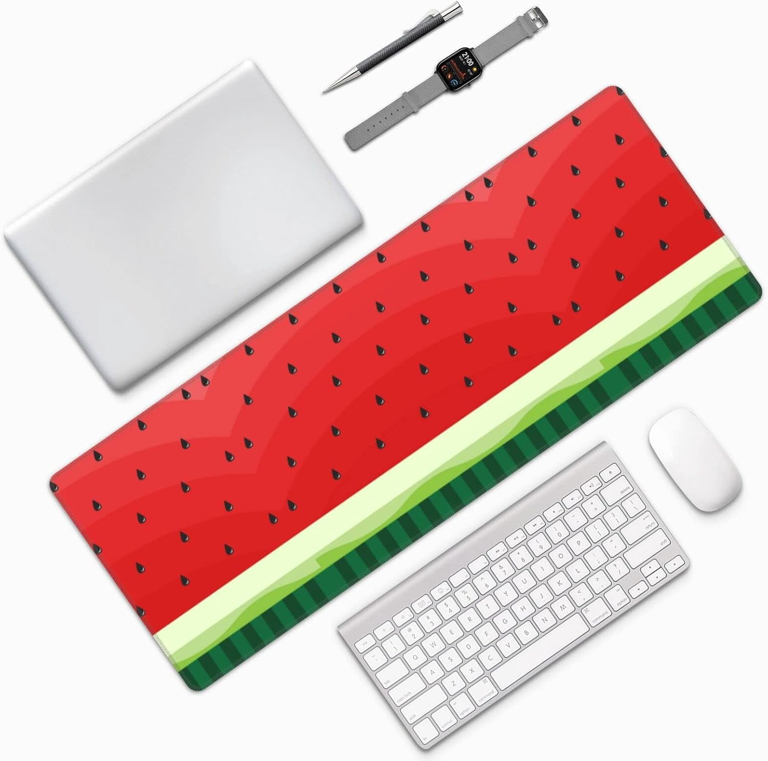 Watermelon Black Seeds Large Keyboard Rubber Writing Table Mat 31.5X 11.8 inch NonSlip Large Desk Mat Ideal for Office and Home