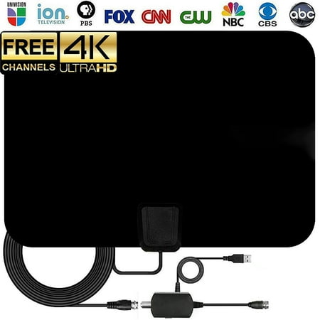 Hdtv Digital Antenna HDTV Antenna, Upgraded 2019 Version HD Digital Indoor TV Antenna 50-80 Miles Long Range w/ Detachable Amplifier Signal Booster 16.5ft Coax Cable Support 4K 1080p VHF UHF Freeview Life Local Channels ()