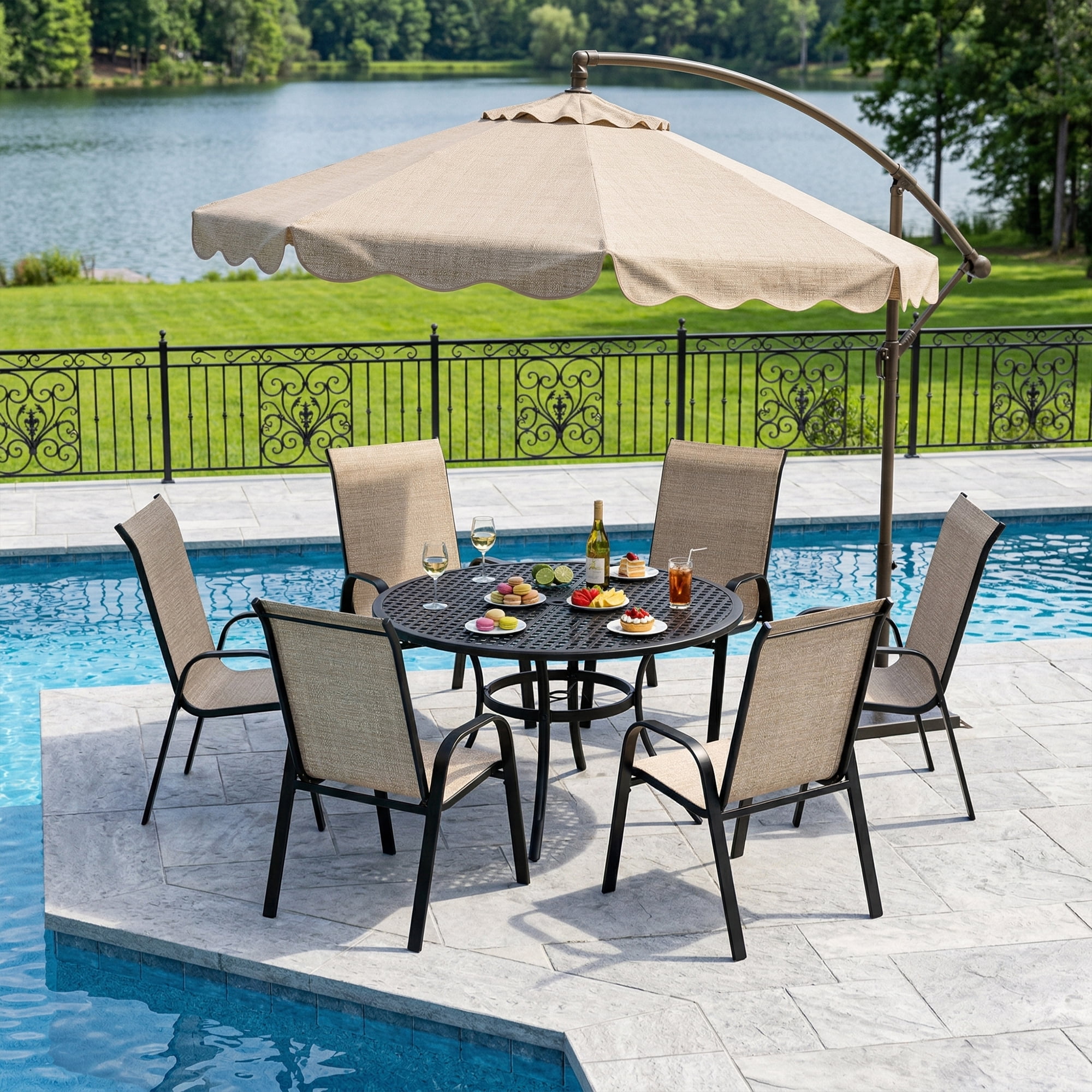 Guqiart Patio Chairs Set of 6, Stackable Outdoor Dining Chairs, All-Weather Textilene, Metal Frame, 350 lbs Capacity