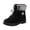 Black, variant on Womens Ankle Snow Boots Round Toe Rugged Lug Sole Faux Suede Plush Foldable Collar Lace Up Cold Weather Outdoor Winter Boots Navy Size 10