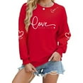 thumbnail image 7 of Womens Valentine's Day Sweatshirt Red "Love Never Fails" Heart Sleeve Crewneck, Romantic Cute Gift for Her, Long Sleeve Casual Shirt,Size XS, 7 of 7
